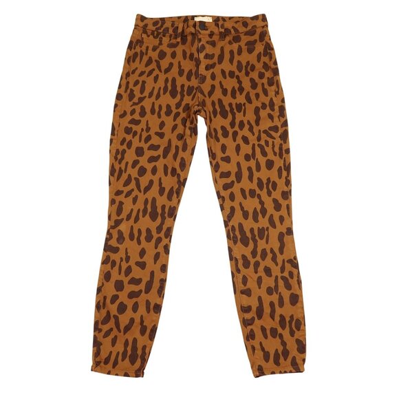 L'AGENCE Margot High Rise Skinny Jeans In Spotted Animal Leopard Print Size 28 - Picture 1 of 6